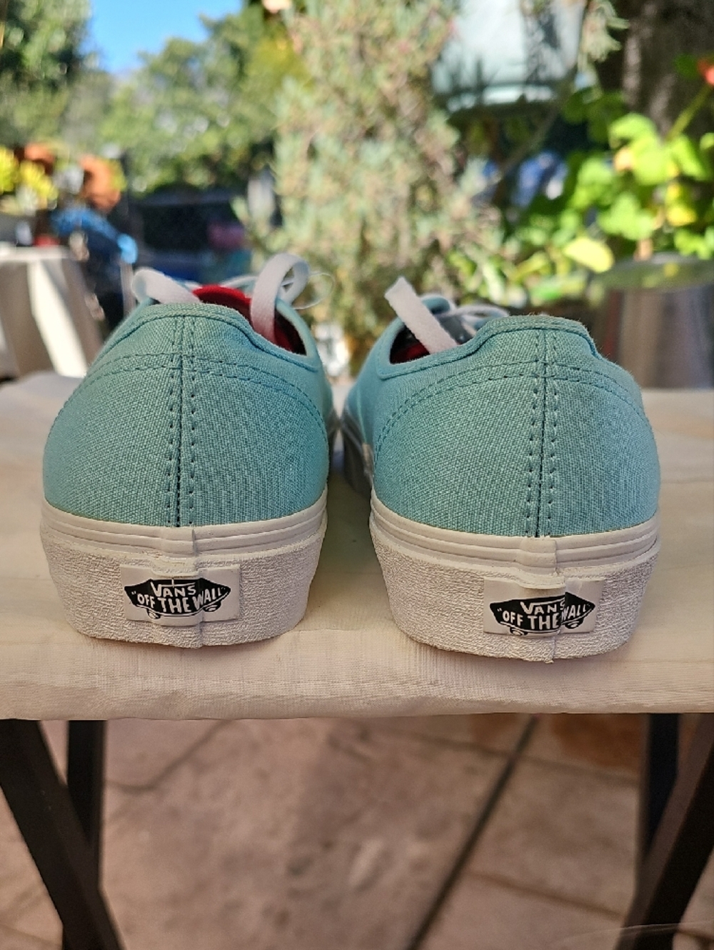 Vans Aqua Canvas Low-Top Sneakers with Red Lining - Picture 6 of 12